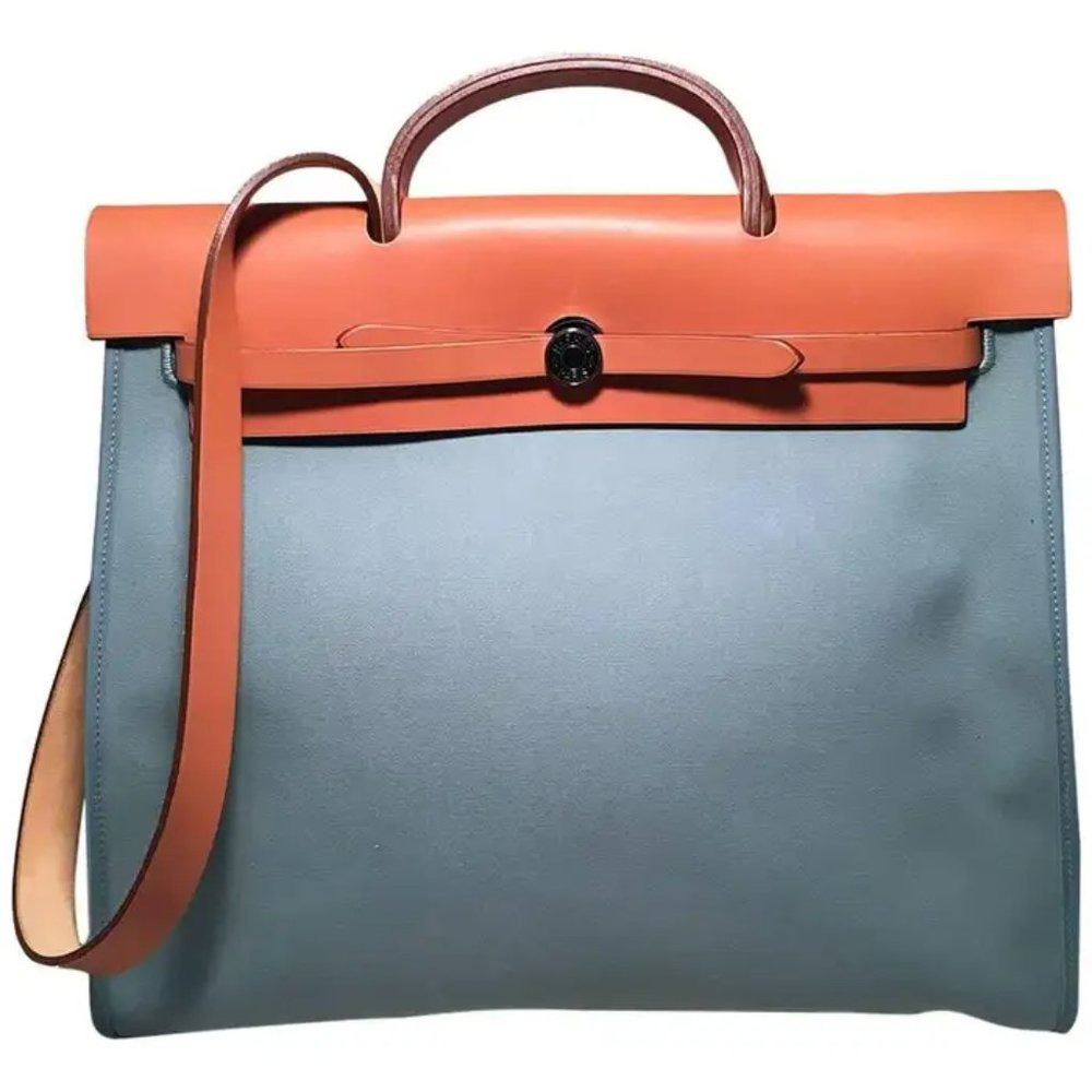 Hermes Blue Canvas Toile Herbag Tote
